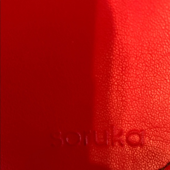 Soruka Leopard Calf Hair Print and Red Crossbody Bag - Picture 5 of 7